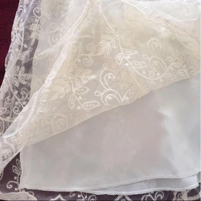 (5-9Th) Dress Brukat Putih Anak Import Gaun Pesta Lengan Pendek Brokat Lace Cheongsham Shanghai