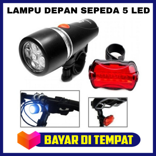 Lampu Depan Sepeda 5 LED & Lampu Belakang / Lampu Sepeda Speda Sepedah Anak Laki Laki Perempuan Dewa