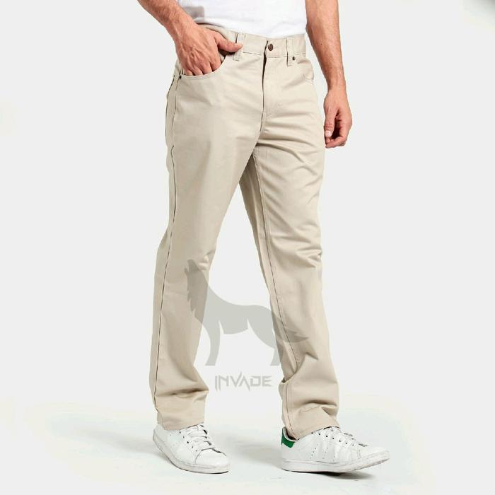 WORK PANTS Celana Chino Invade Cream Reguler fit /Celana Chino Panjang Pria Standar Reguler Straight