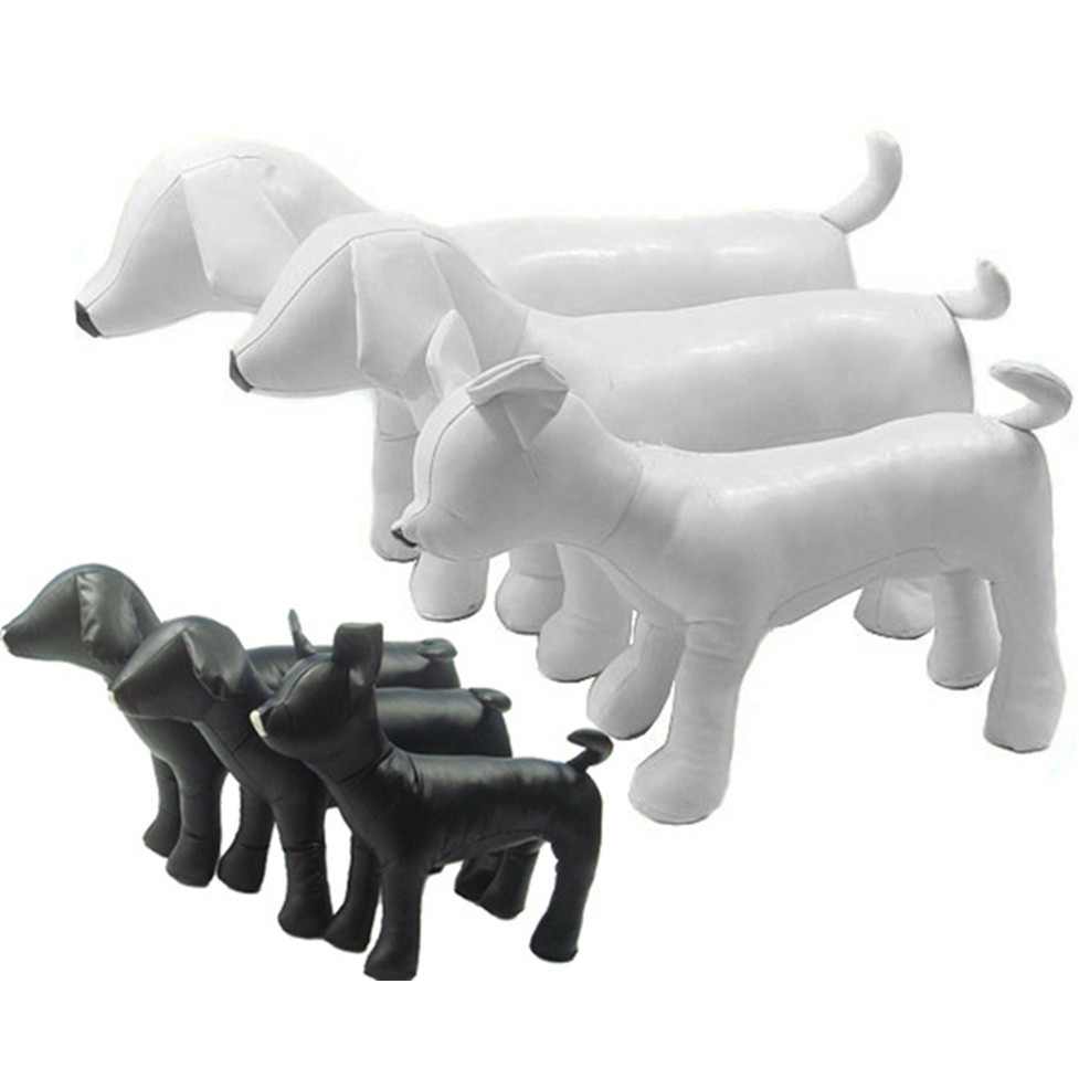 Leather Dog Mannequin, Standing Position Models, Pet Toy, Black and White, DML-001AB,