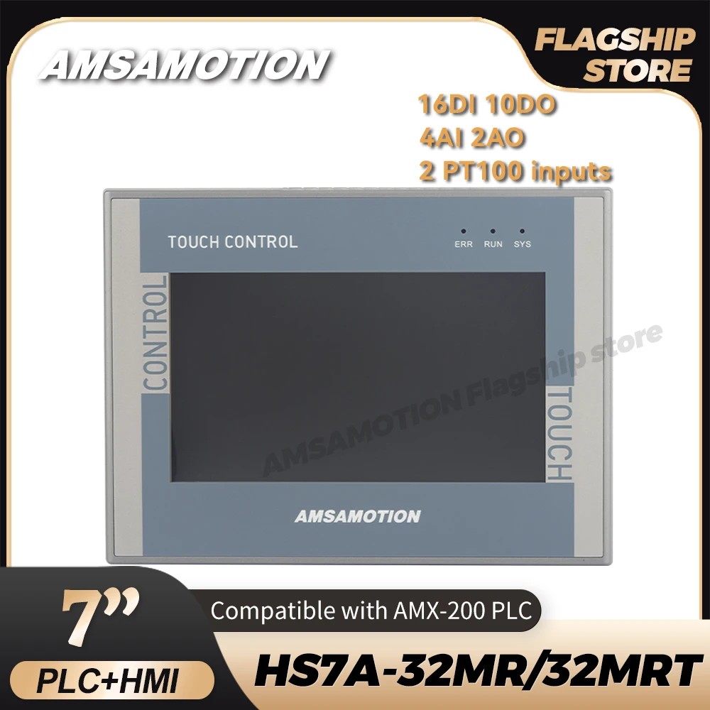 STOK TERBATAS  NEW AMSAMOTION 7'' Inch HMI PLC All in One  AMX-S7-200 MR0701NE Ethernet Monitor 16DI