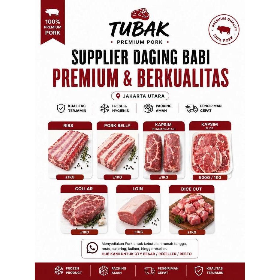 Samcan lokal potong dadu/ Samcan potong kotak/ Potongan babi kecap (1kg/500gr)