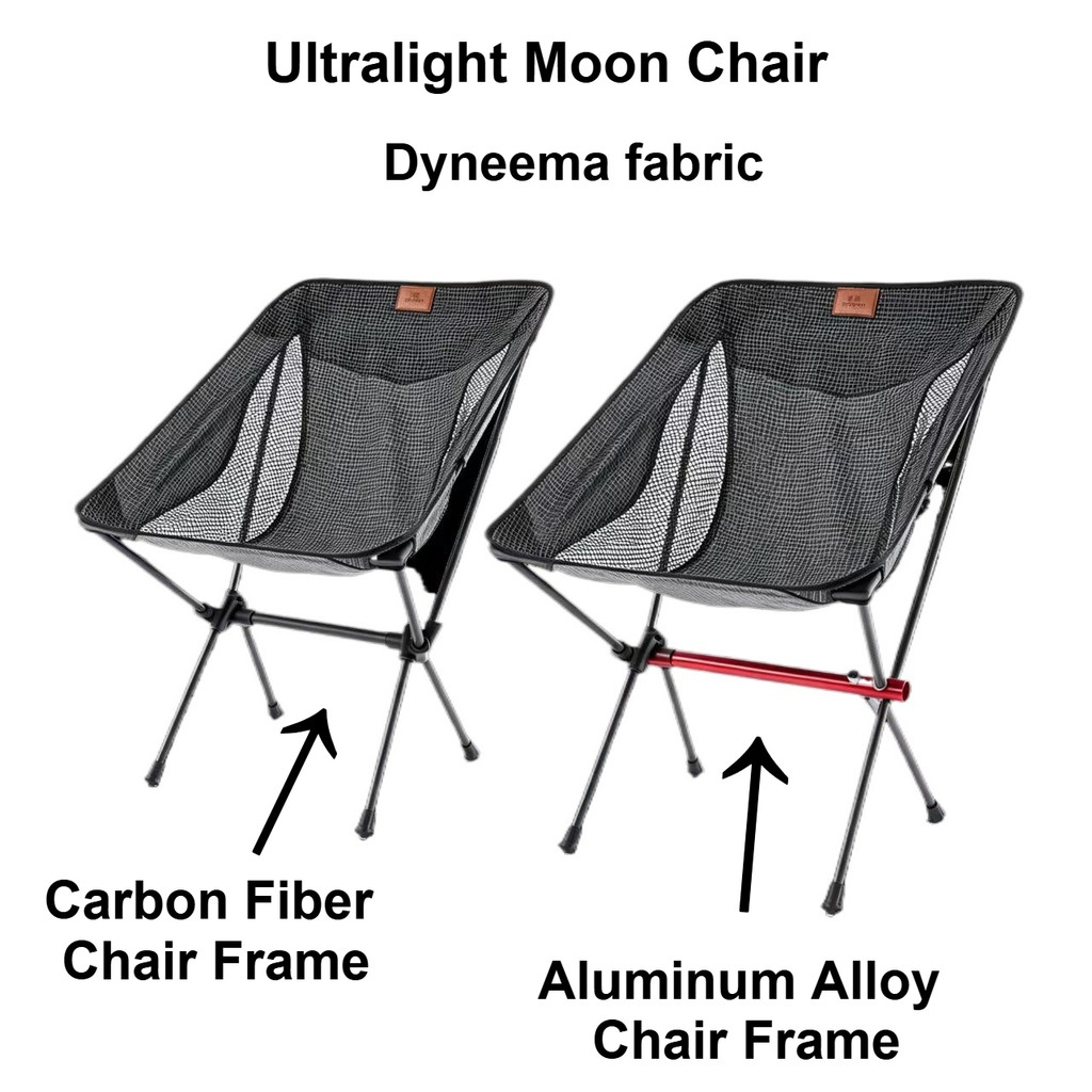 Carbon Fiber/Aluminum Alloy Moon Chair Ultra Lightweight Folding Camping Chair with Dyneema Fabric