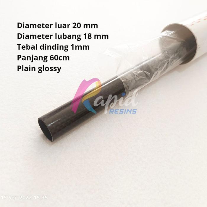 Pipa Carbon Tube 20 x 18 x 600 mm Tabung Karbon Cover Srombong Laras