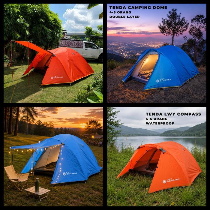Wildshell Outdoor - Lwy Compass Tenda Camping Dome Gunung Double Layer Waterproof Fiberglass Outdoor