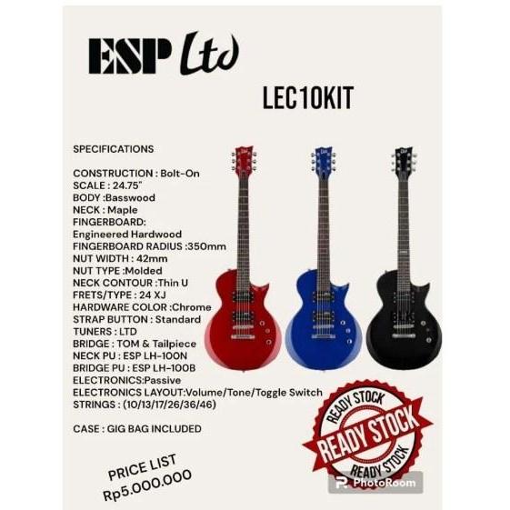 Gitar Elektrik ESP LTD LEC10KIT With Gigbag Varian Warna Original