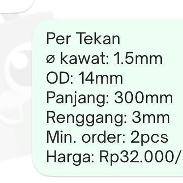 Ready Per Spring Pegas Tekan Od 14Mm Kawat 15Mm Panjang 300Mm Baja