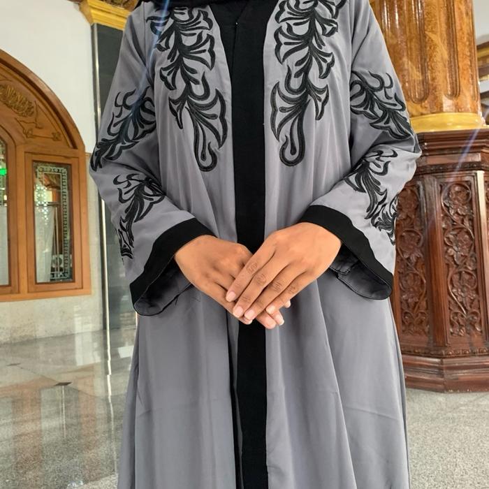 Abaya Bordir manual Outer Full Kancing Cetit