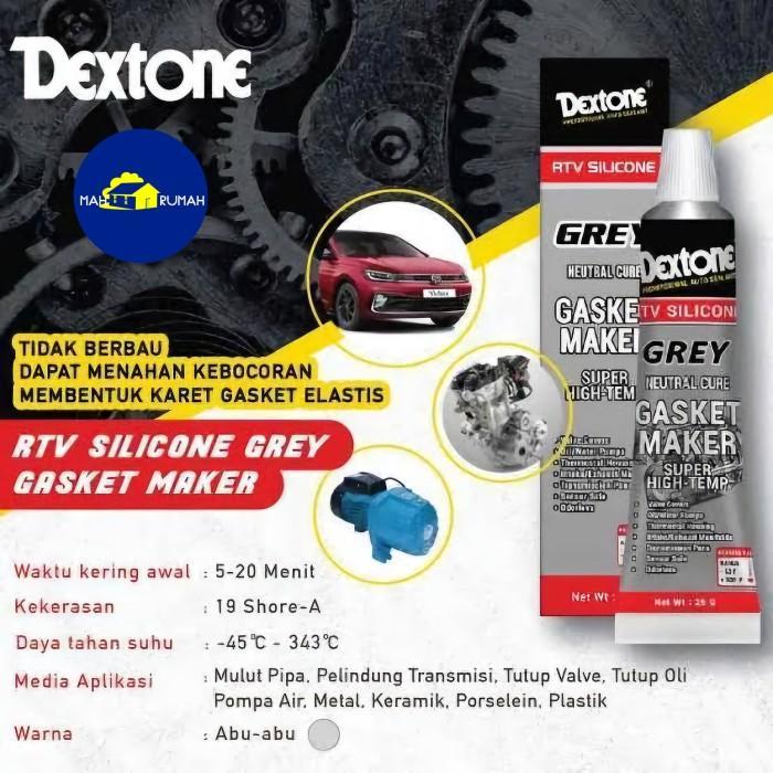 Lem Silikon GREY Lem Paking Mesin Pompa Oli Knalpot Gasket Tahan Panas - DEXTONE Grey 50gr 50 gram -