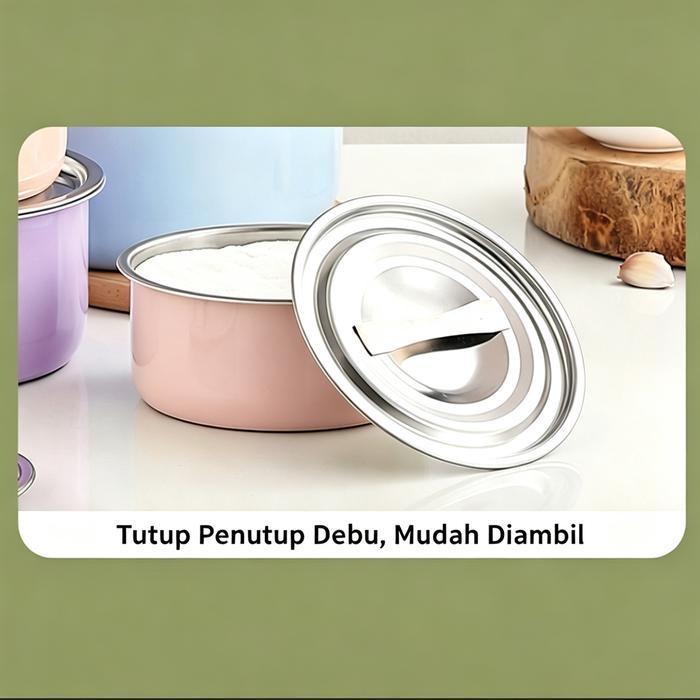 Baskom bumbu tebal dengan tutup baskom stainless steel mangkuk bulat baskom masak panci baskom