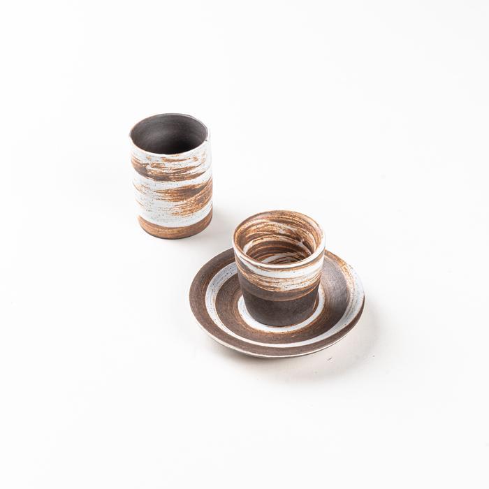 Set Ceramic Cup Gelas Keramik Rustic Glaze Design 40/70ml Espresso Cup Hot Drink Mug Cangkir Minum