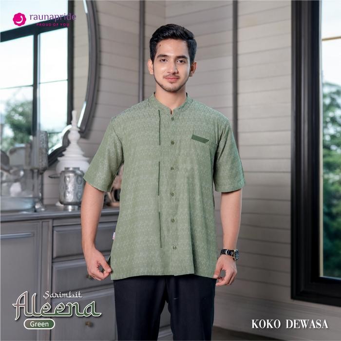 Rauna Pride - Baju Keluarga Rauna - Sarimbit Aleena - Green - Rauna Collection - Set Gamis Koko