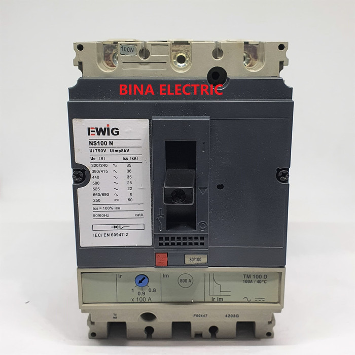 MCCB Ewig NS100N 100A 3P / NFB Ewig NS-100N 3 Phase 100 Ampere