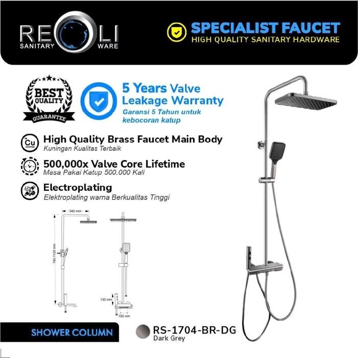Reoli shower tiang column piano mixer kran panas dingin - Reoli Rs 1704-BR-DG