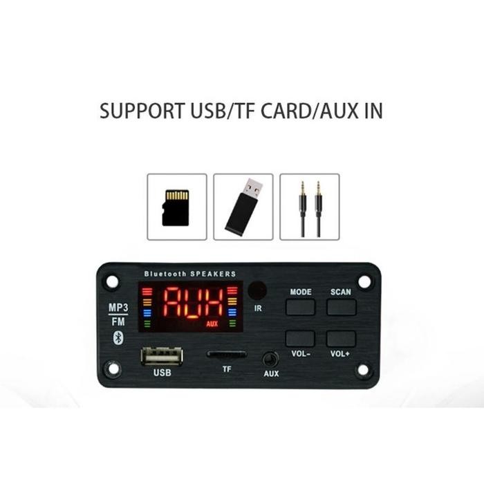 002 Mp3 Modul Bluetooth 12V Dilengkapi Amplifier 2X25Watt