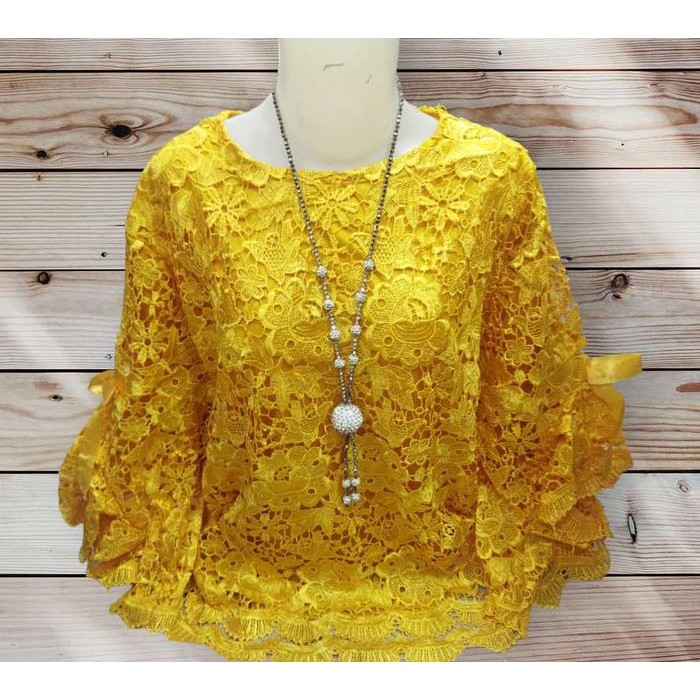 D 715 3Xl Atasan Blus Terbaru Wanita Kekinian Jumbo Brokat Import Premium Bluse Cewe Fashion Ibu Ibu