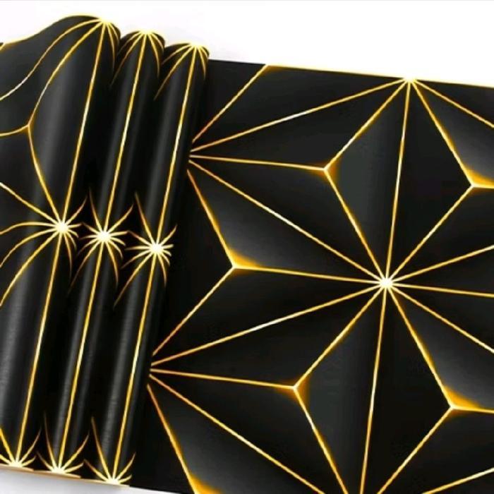 Wallpaper Sticker Dinding Kamar 3D Minimalis Motif Kristal Warna Biru Gold Ungu Pink Bikin Ruangan