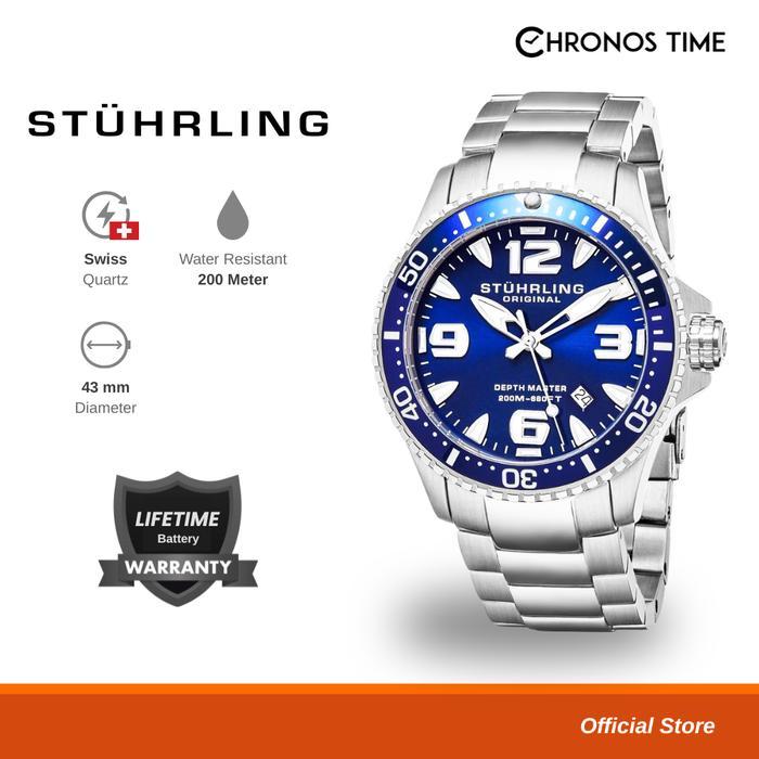 JAM TANGAN PRIA SWISS QUARTZ DIVER ANALOG STUHRLING REGATTA 842-01