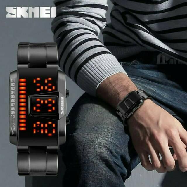JAM TANGAN PRIA DIGITAL SKMEI 1179 BLACK WATER RESISTANT 30M