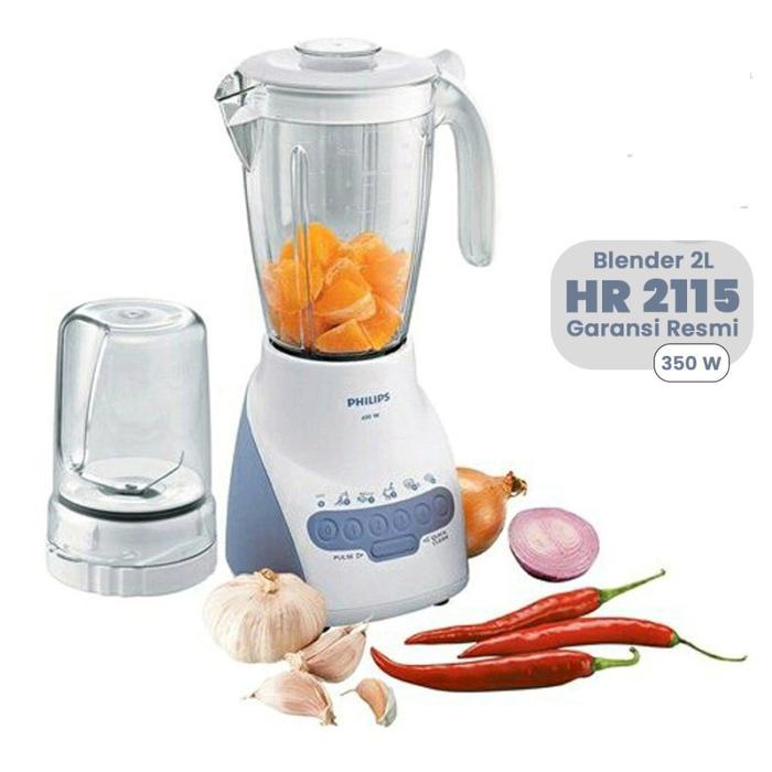 Hr 2115 Blender Kapasitas 2 Liter Daya 350W Stainless Steel Desain 5 Mata Problend 5 Hemat Daya