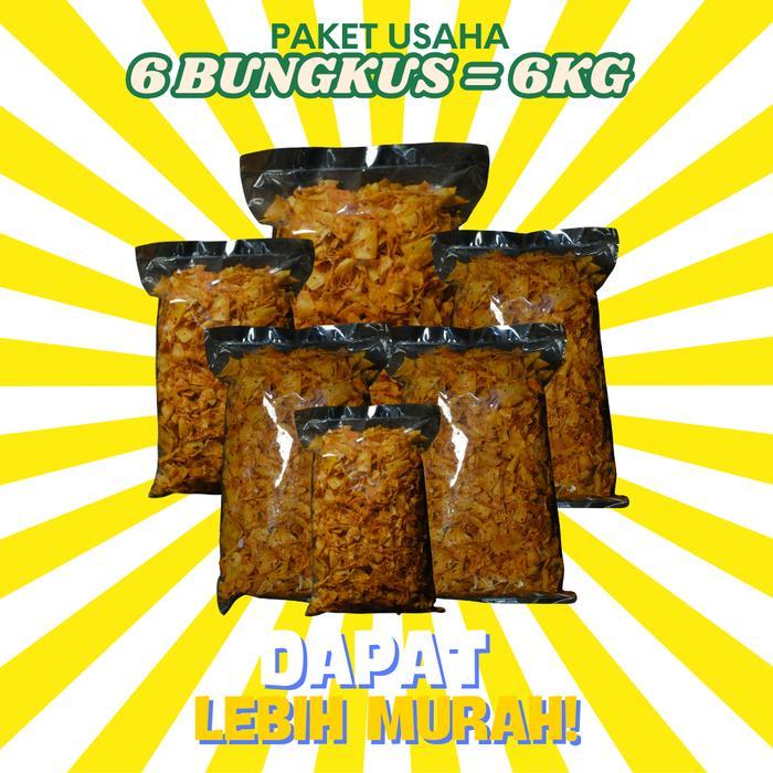 Ready Keripik Kriwil Pedas Daun Jeruk Paket Usaha Isi 6Kg Cemilan Kripik Food Makanan Snack Kering