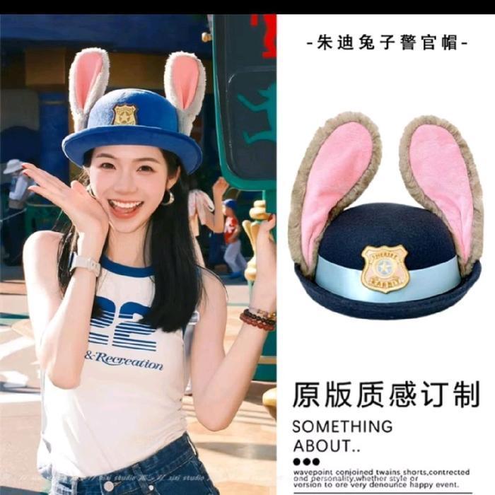 Topi Zootopia Judy Hoops Polisi Kelinci Disney Cosplay Topi Baret Anak Dewasa