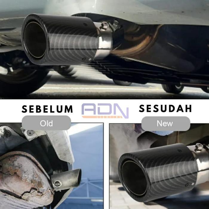 Muffler Knalpot Mobil Ujung Pipa Lampu Led Carbon Universal 2 Warna
