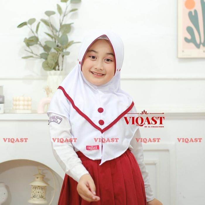 ASLI Hijab Anak sekolah Serut Elsania 6-10 Tahun kaos premium Jilbab anak sekolah Instan Putih