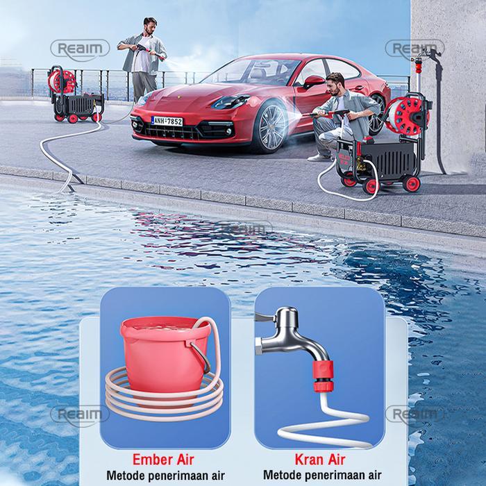 Terbaik Reaim Alat Cuci Motor 200Bar, High Pressure Cleaner, Jet Cleaner Mobil, Mesin Cuci Mobil,