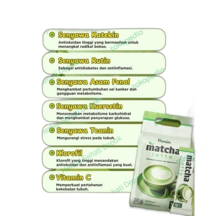 hania matcha latte 1 sachet hni hpai susu teh hijau