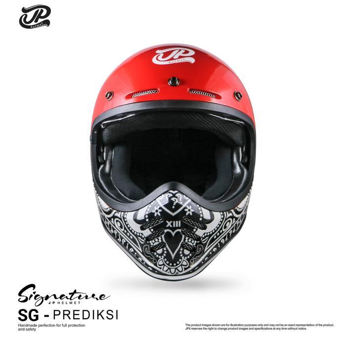 1t82- Helm Jp Retro Signature Prediksi - Red Ferrari Gloss