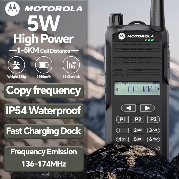 Earphone gratisHT Motorola CP1660 radio Handy Talky Walkie Talkie perangkat outdoor 10KM 5Watt VHF