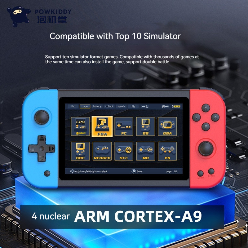 Powkiddy X51 Pocket Arcade 5.1-Inch Ips Hd Screen Simulator Pocket Psp5-Inch Hd Gba Double Game Mach