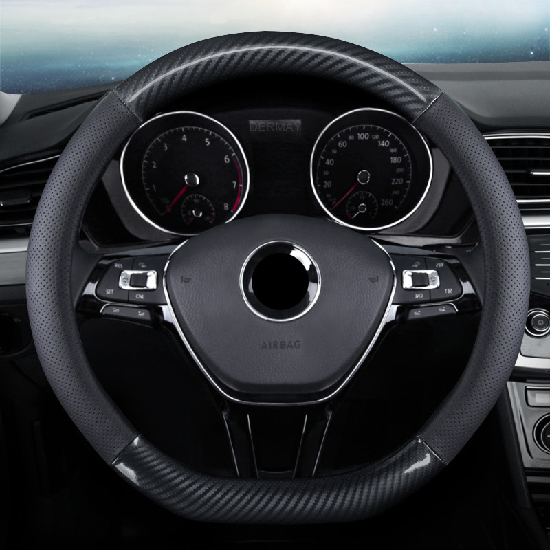 Genuine Leather Steering Wheel Cover for VW Touran Golf Gti Polo Sedan Passat Santana Jetta Tiguan G