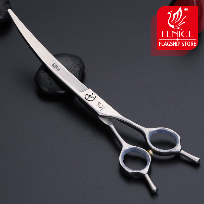 Fenice 7.5 inch JP440C Dog Grooming Curved Blade Scissors Upward Scissors Pet Dog Grooming Scissors 