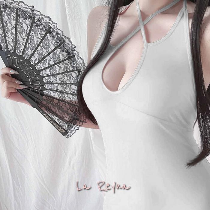 Lareyna Aravenda Set Lingerie + CD Seksi Fit M-XXL Gaun Malam Romantis LG524 - Putih