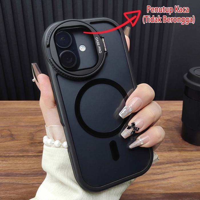 [With Kaca Penutup Kamera] Premium Magnetic Soft Casing Folding Stand Silicone Case For Iphone 11 12