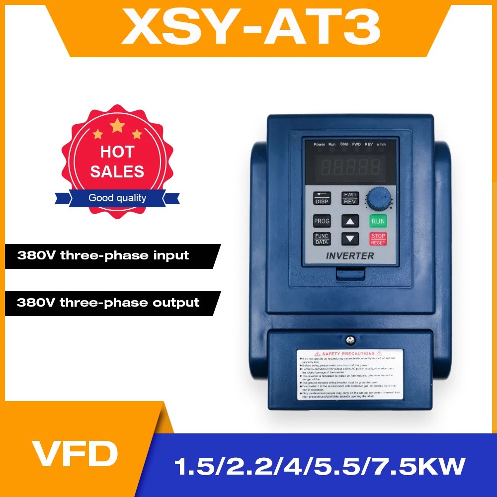 Terbaru VFD AC 380V 750W/1.5kW/2.2KW/4KW  Variable Frequency Drive 3-Phase Speed Controller Inverter