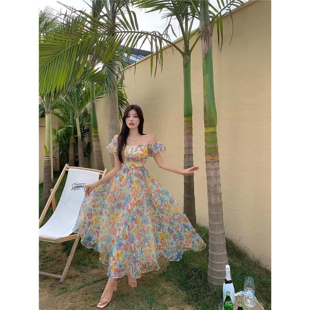FUJI colorful sabrina dress woman premium / coquette dress / korean summer dress / beachwear bali /