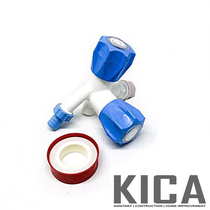 KERAN / KRAN CABANG PVC / KRAN KAMAR MANDI PLASTIK / KRAN DOUBLE