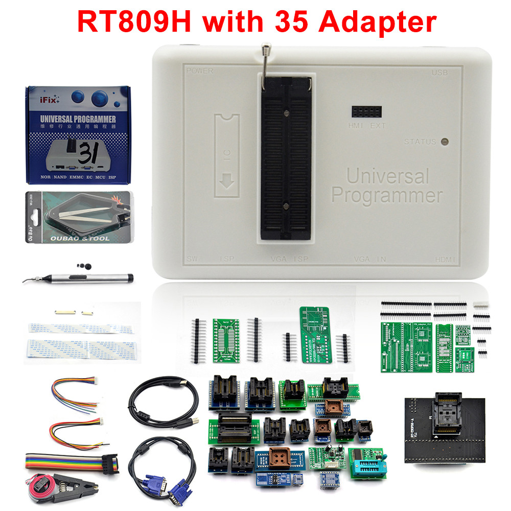 NEW RT809H Universal Programmer EMMC-Nand FLASH Programmer with Adapters Edid Cable