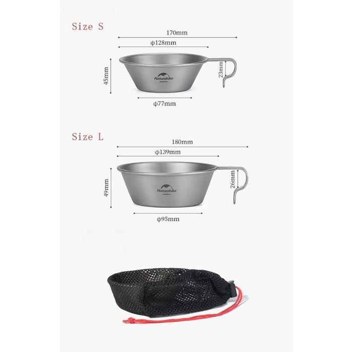 MANGKUK / PANCI / GELAS TITANIUM CAMPING NATUREHIKE NH21CJ010