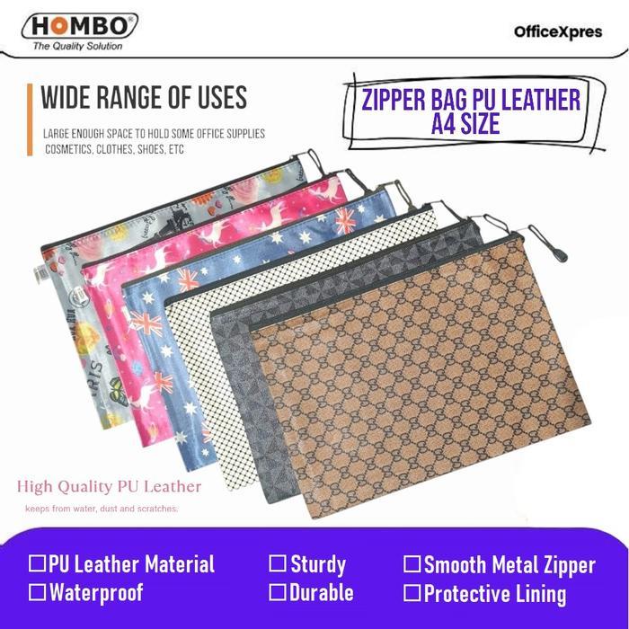 Zipper Bag PU Leather A4 / Map Resleting A4 / Map Zipper Motif / Tas Zipper A4 / Dompet Zipper A4