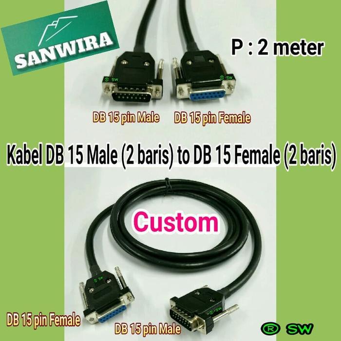 Kabel DB 15 Male to DB 15 Female Panjang 2 M / kabel DB15 Male to DB15 Female / kabel DB 15Male to