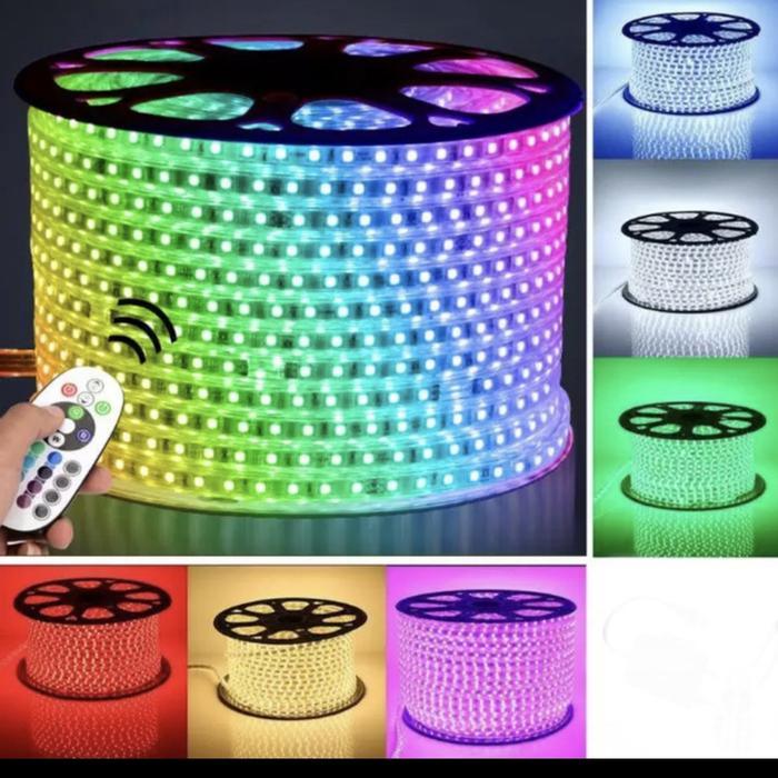 paket led strip remote rgb warna warni 5050 10m 10 m led outdoor