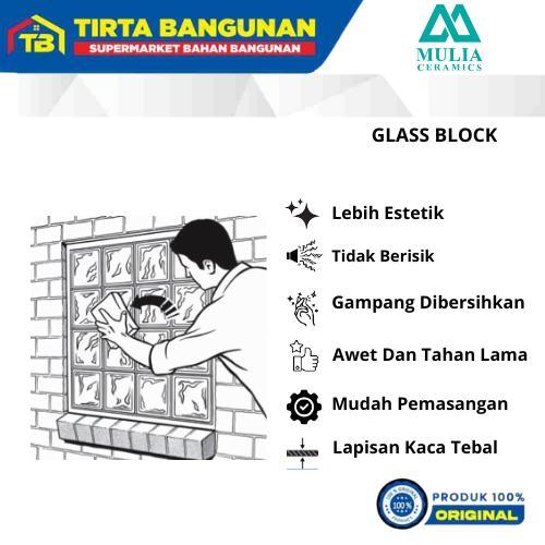 MULIA 95095 19 X 19 X 9,5 CM BATIK TRUNTUM GLASS BLOCK BALOK KACA GLASS BOX KAYU KAMAR