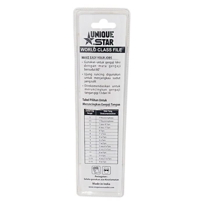 Unique Star Kikir Half Round Wood Bastard 8 Inch Double Blister - Kikir Kayu 1/2 Bulat Kasar