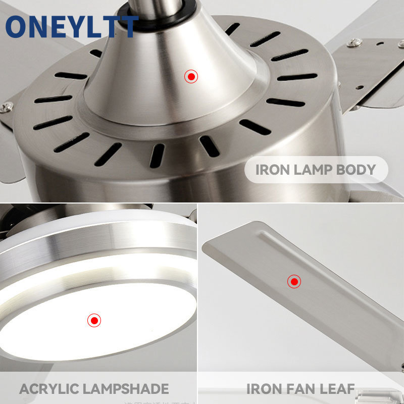 Stainless Steel Ceiling Fan Lightmodern Electric Fan Ceiling LightLED Remote Control Ceiling Fan