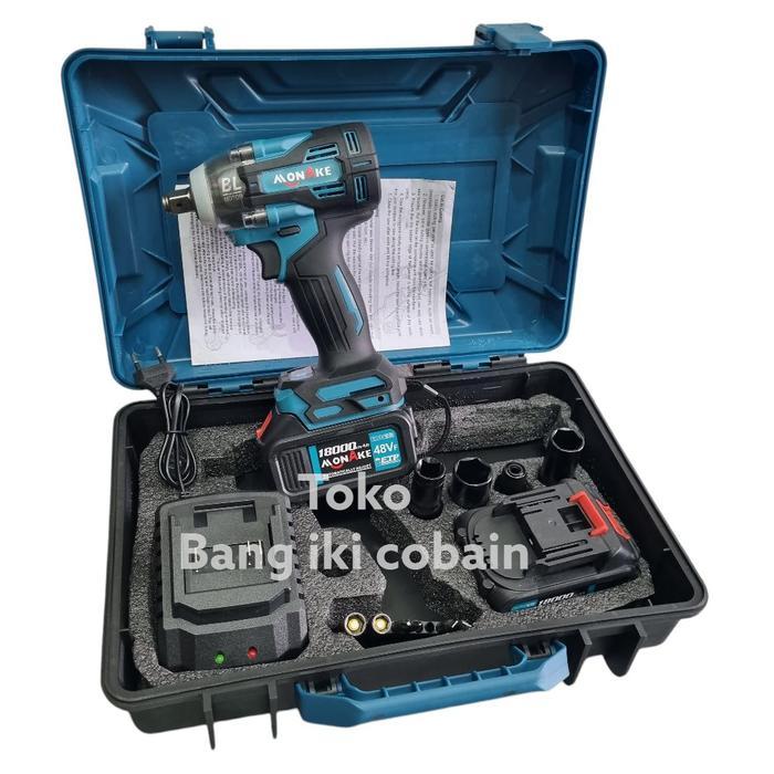 Mesin Bor Impact 48V Mesin Impact Drill Cordless Brushless 2 Baterai Torsi