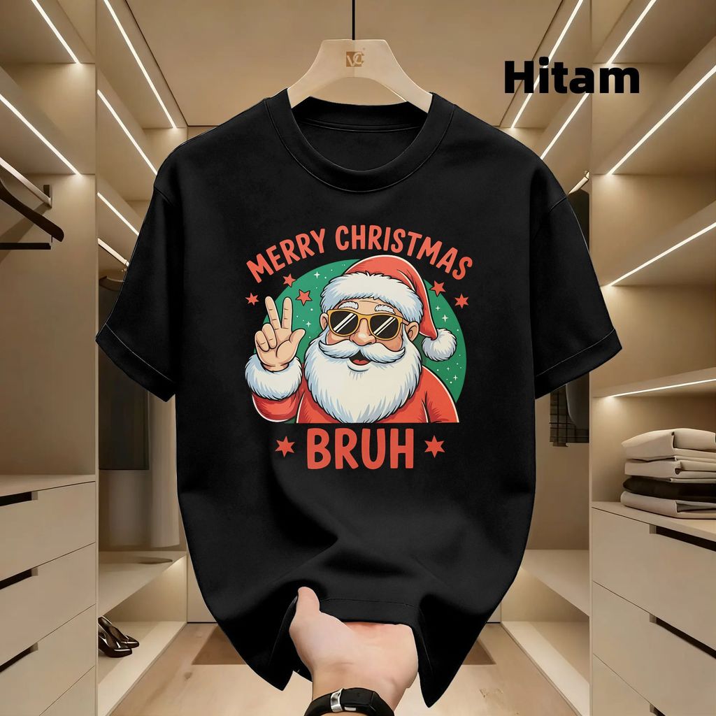 Merry Christmas Bruh Funny Santa Festive New 210g short-sleeve T-shirt Men's Unisex Kaos katun Leisu